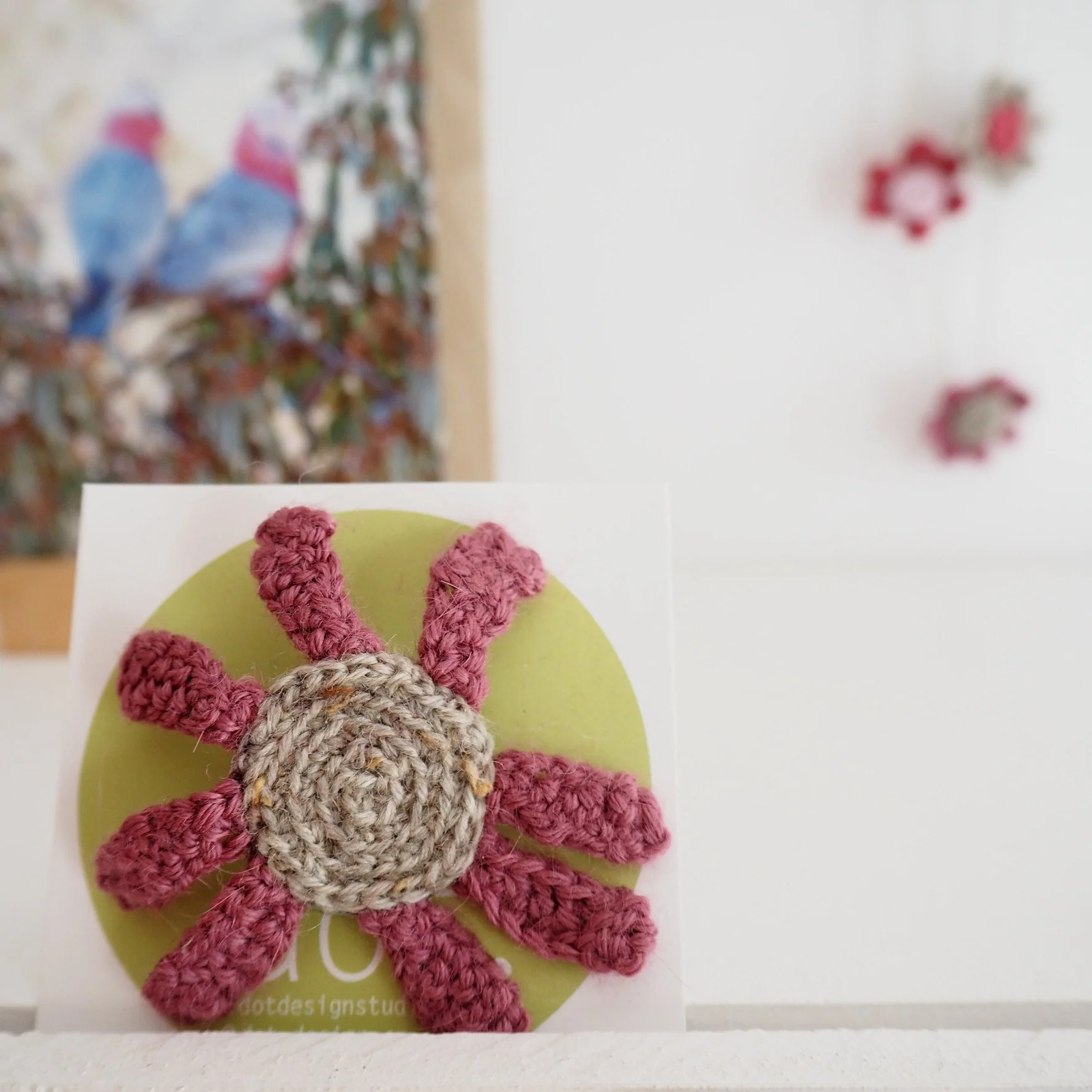 7. dot design small pink daisy brooch insitu.jpeg