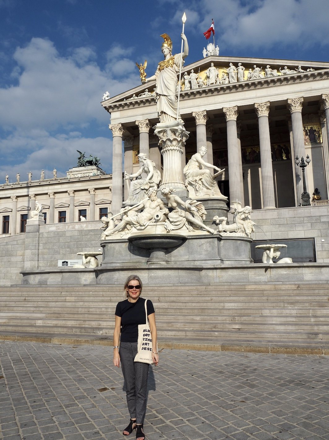 Anne in front of Parliament