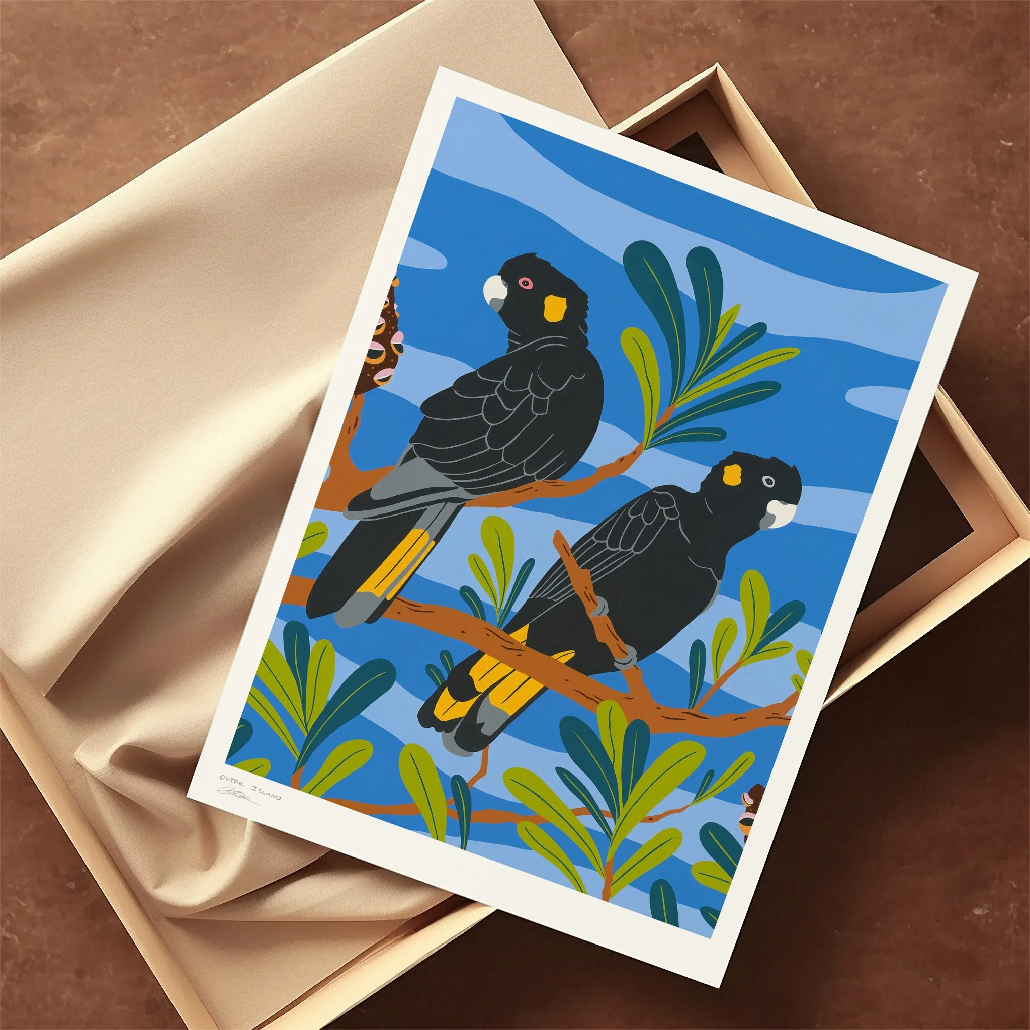 GOST_Outer Island_Yellow-Tailed-Black-Cockatoos-in-Bnaksia-Tree-Archival-Art-Print-Copyright-Outer-Island_low res.jpeg
