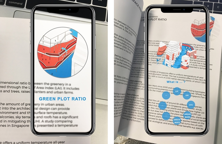 Fig 1. Concept of a augmented reality (AR) application for the mitigation strategies to cool Singapore and improve the outdoor thermal comfort Source: Sailin Zhong