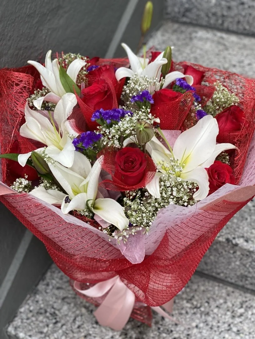 Red Rose and Lily Bouquet