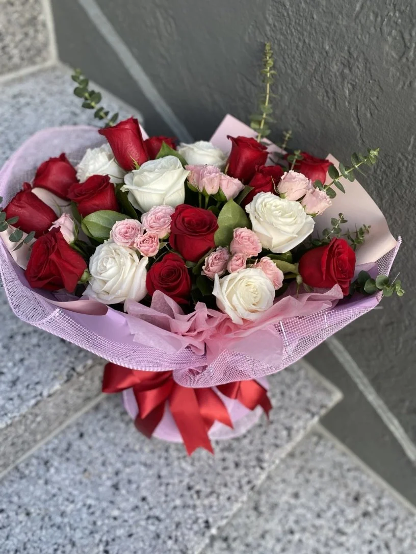Red and White Roses Bouquet
