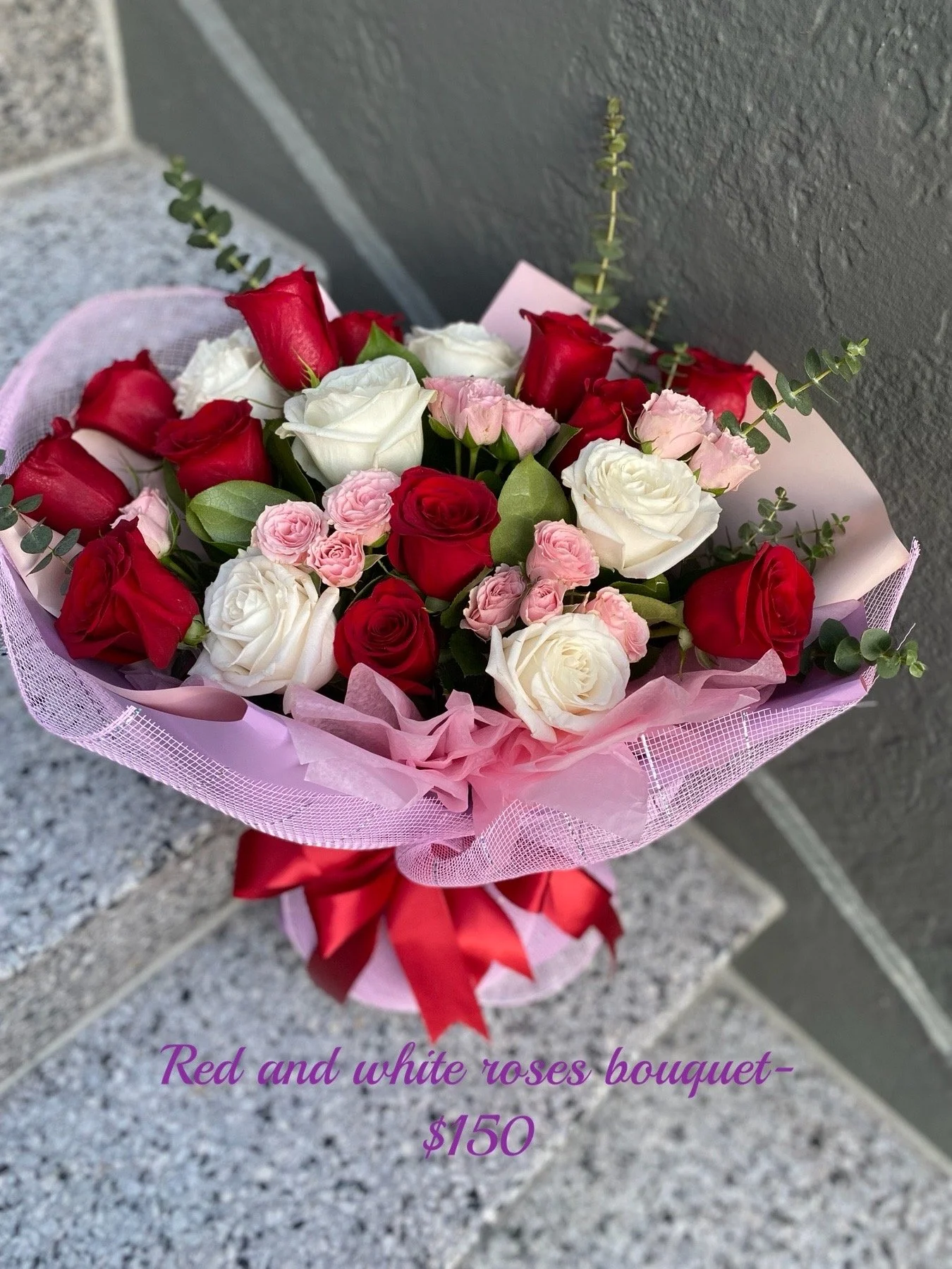 Red and White Roses Bouquet