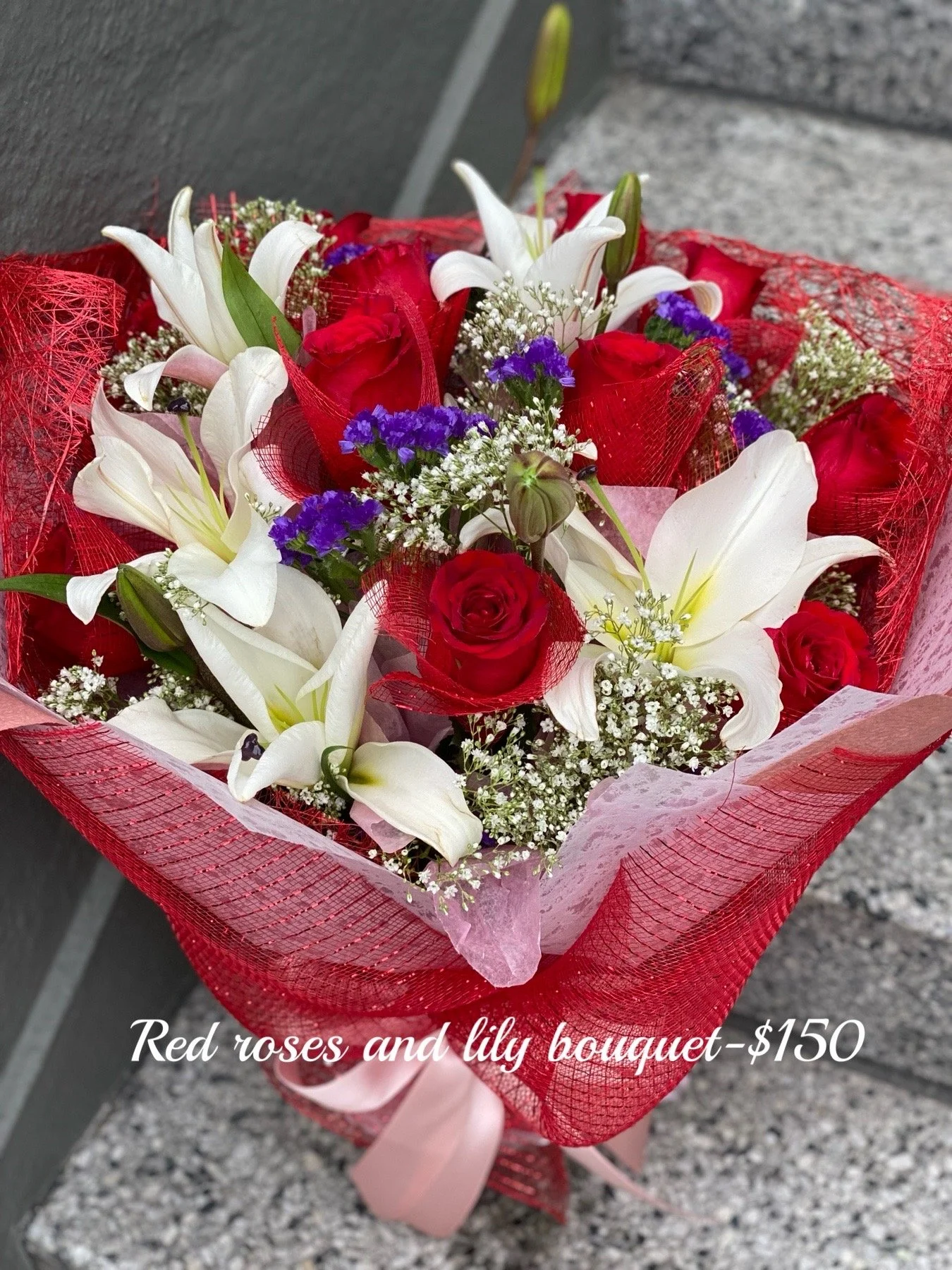 Red Rose and Lily Bouquet