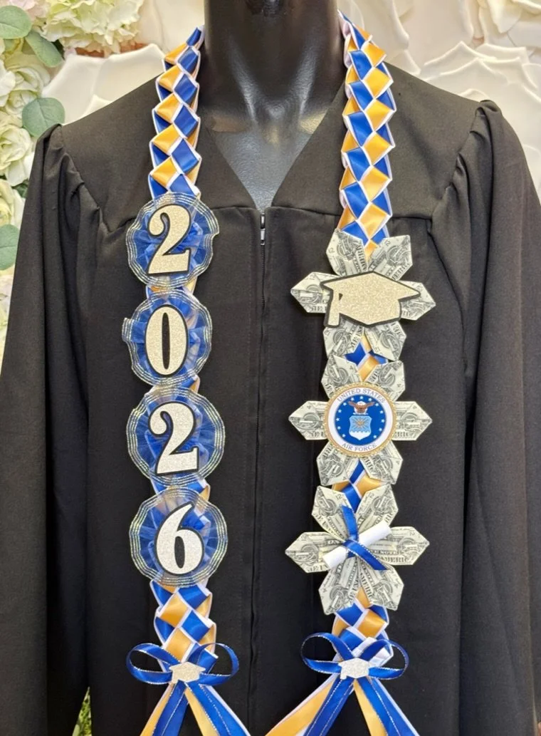 Air Force/Navy/Army/ Marine/Coast Guard-US Armed Force Graduation Leis