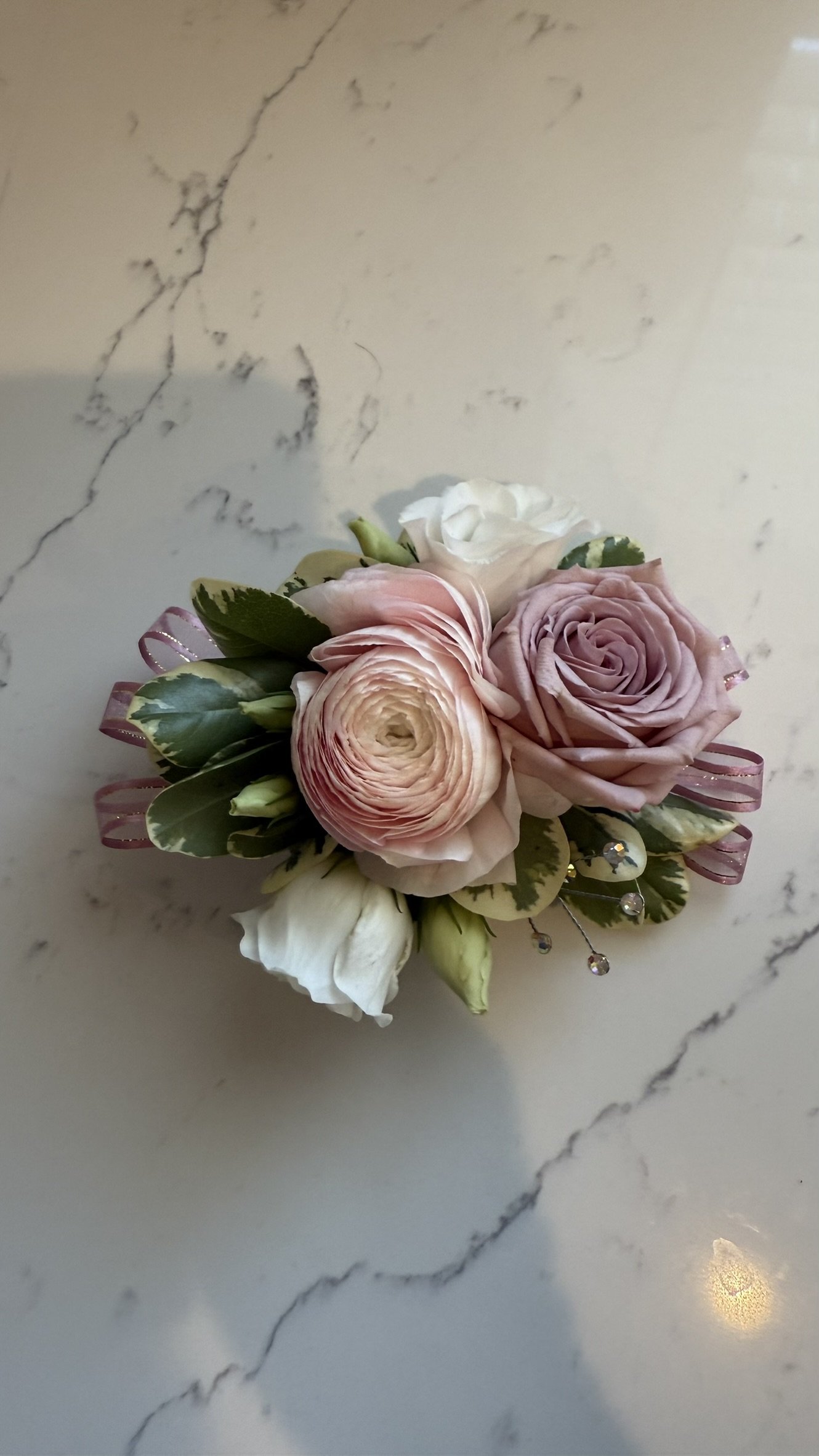 Double Pearl Rose Wrist Corsage — S & V Collections