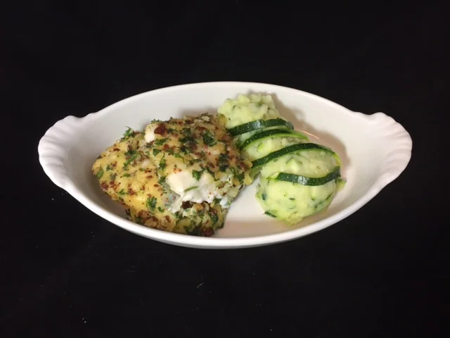 Schelvishaasje met courgettepuree