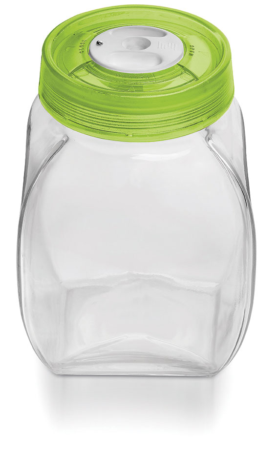 (€39) Glass container 18 x 14 x 20,5cm/2,5 liter