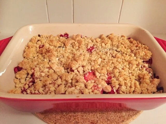 Vanillecrumble met rood fruit