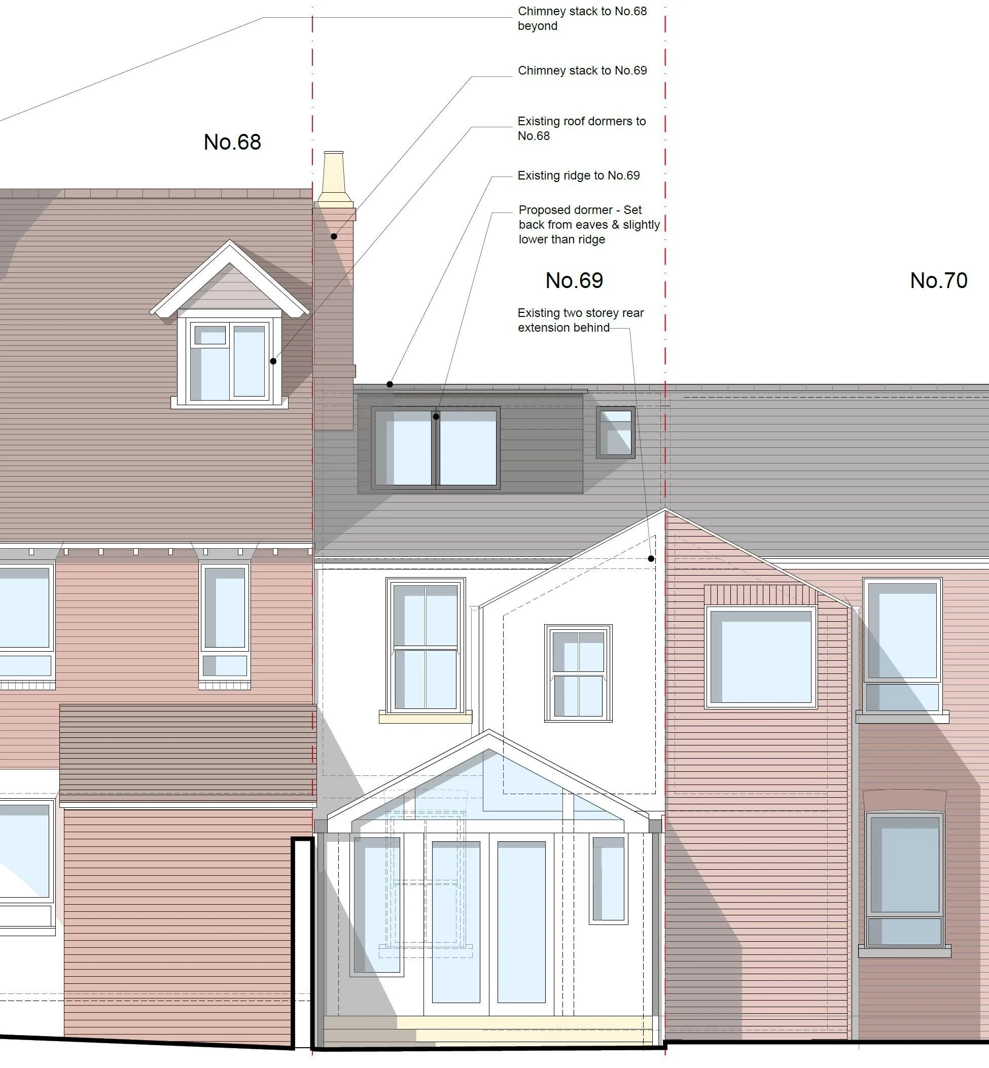 Proposed rear elevation drawing
