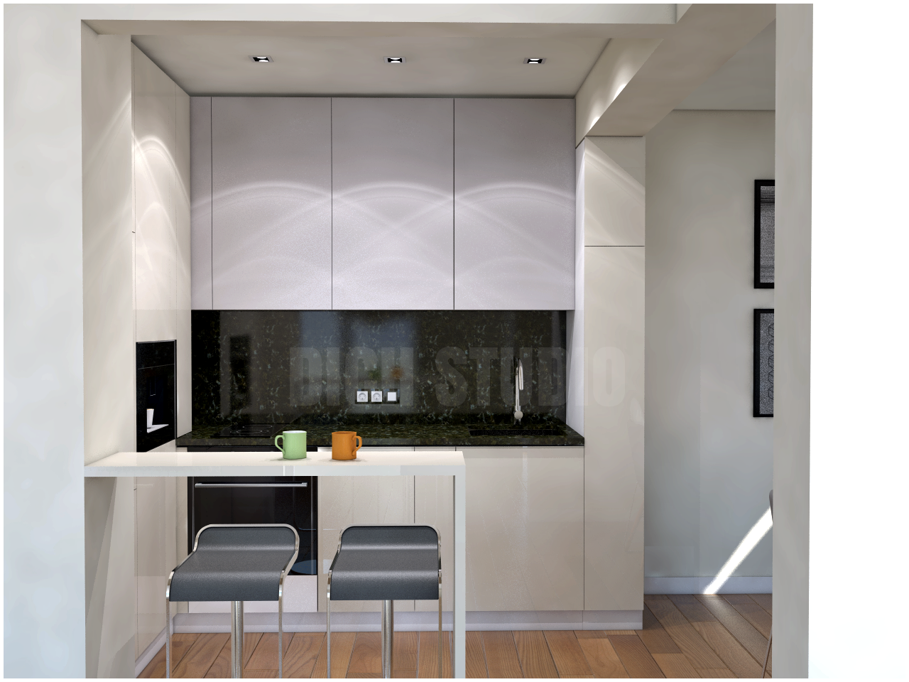 Kitchen dinning room white grey