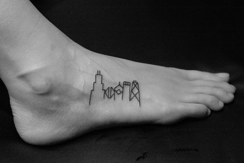  foot tatoo architecture silhouette 