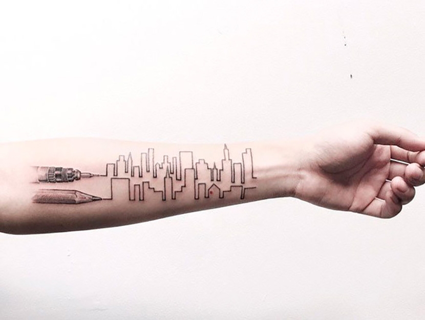  hand tatoo silhouette architecture 