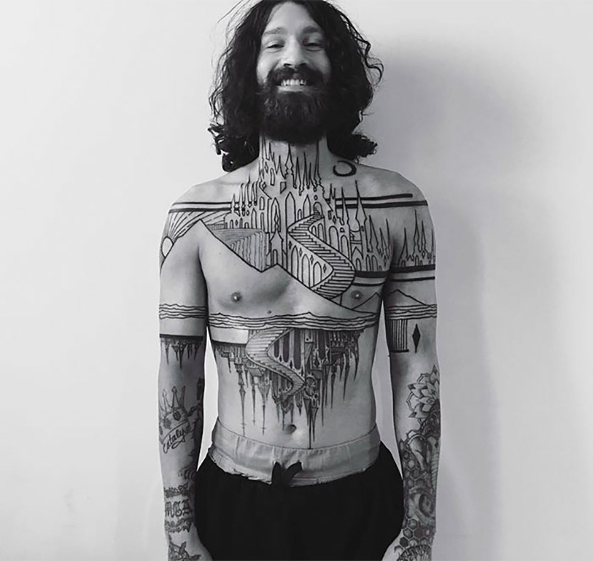  full body tatoo architecture 