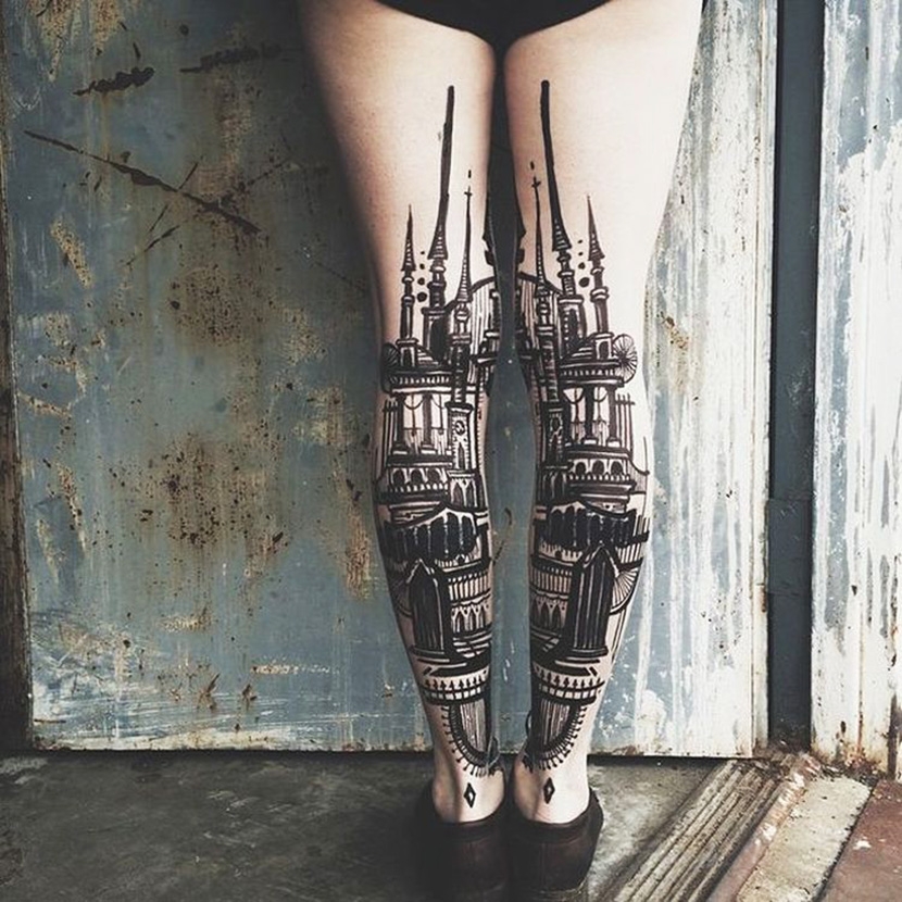 feet tatoo gothic architecture 