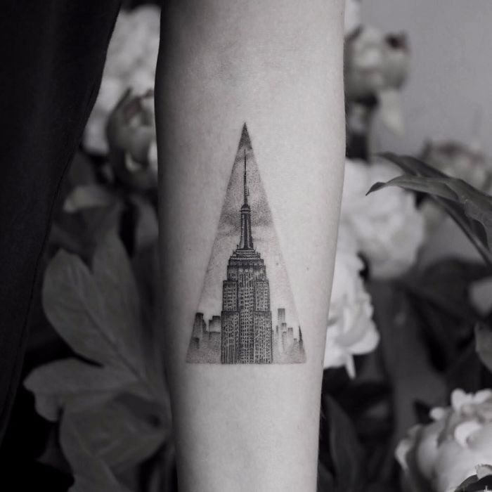  sky scraper architectural tatoo arm 