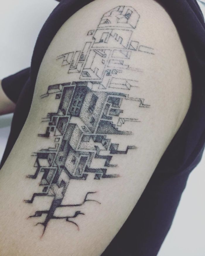  architecture tree arm tatoo abstract section 