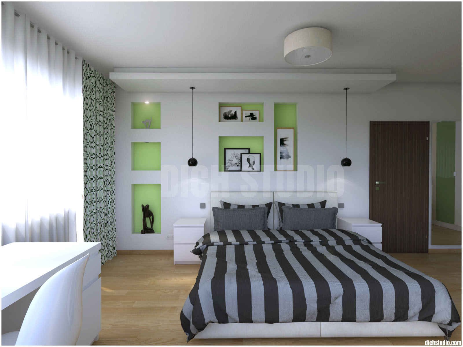 green bedroom idea