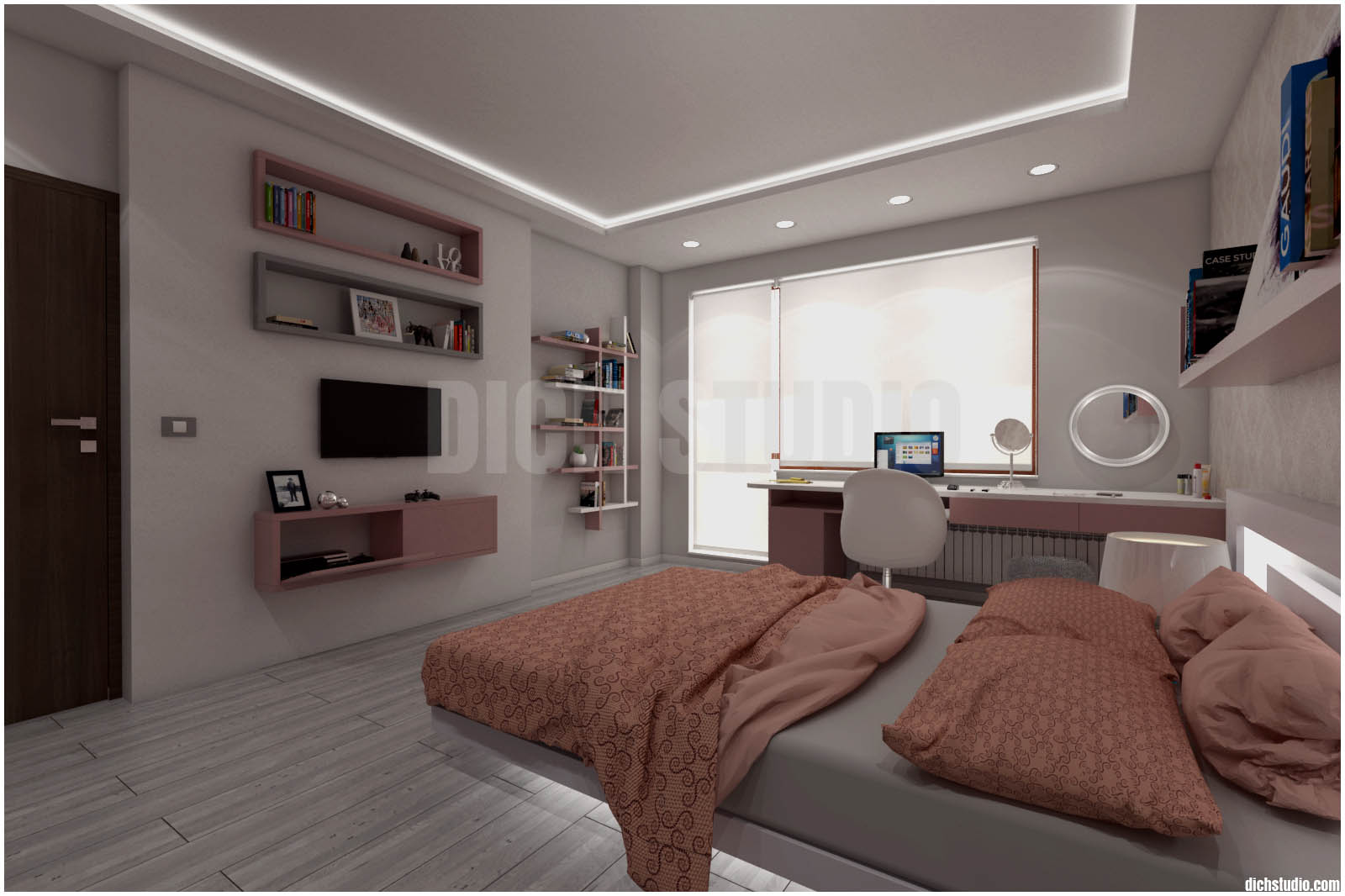 pink bedroom interior design idea