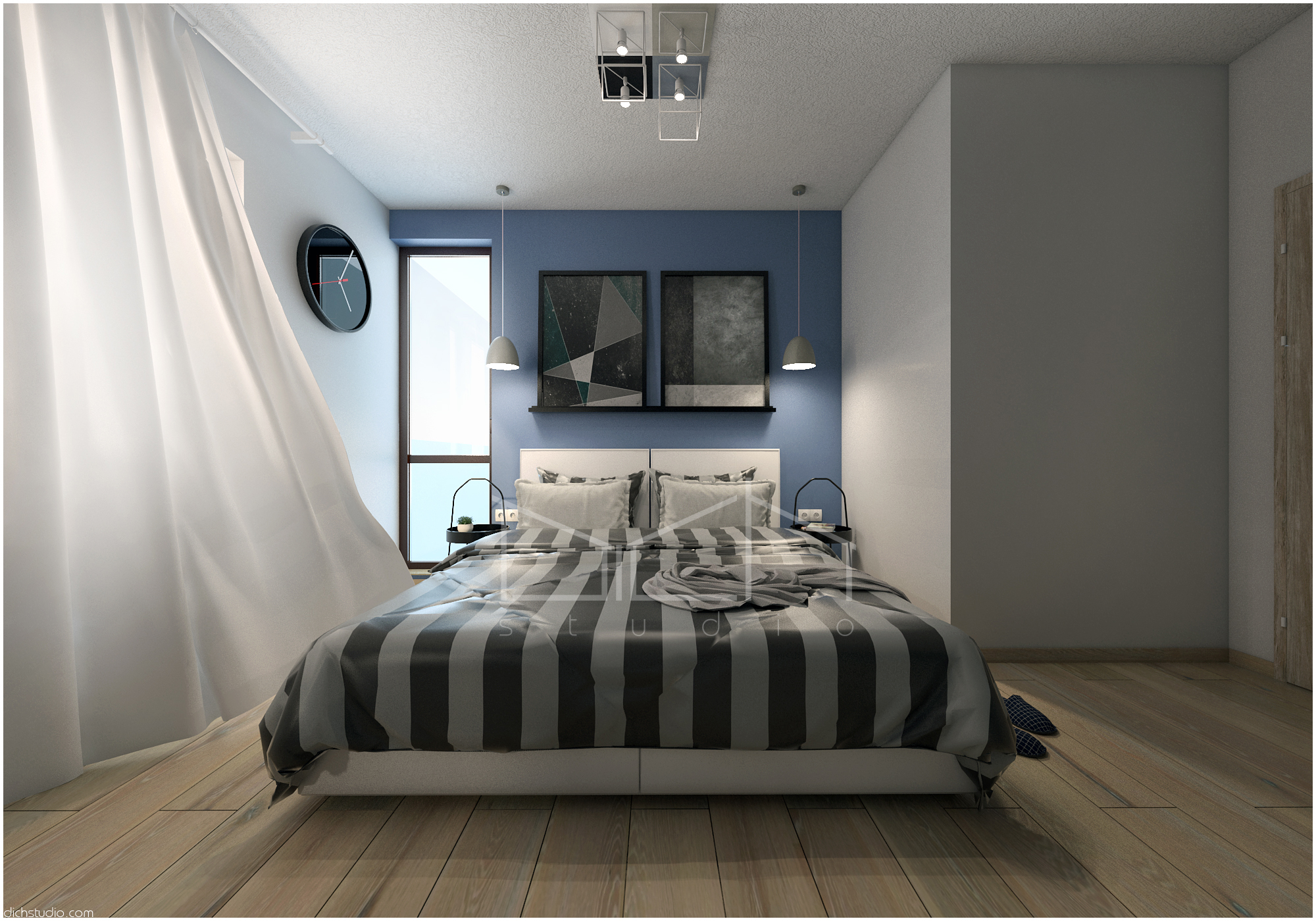 спалня синьо дизайн