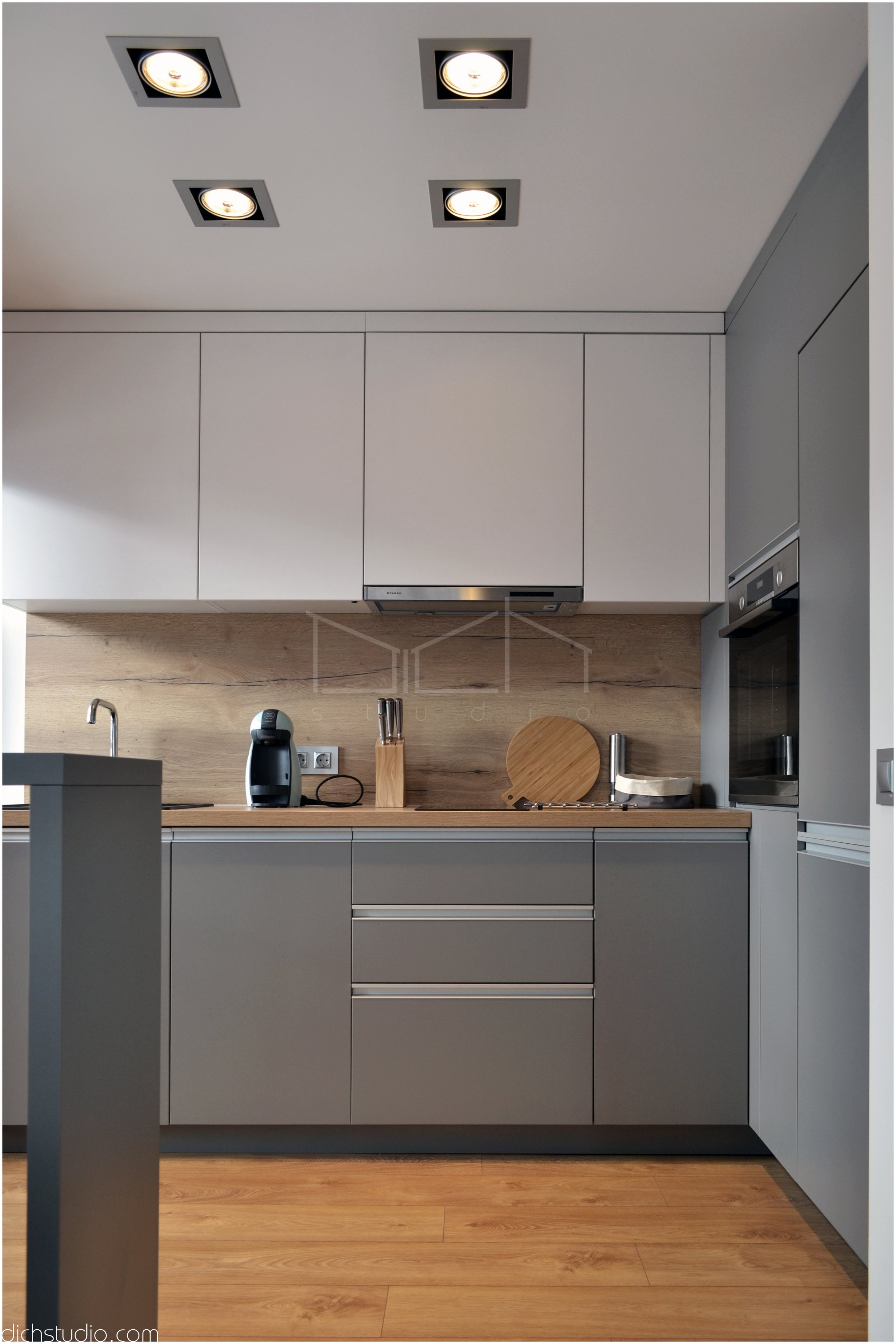 interior design kitchen grey white wood