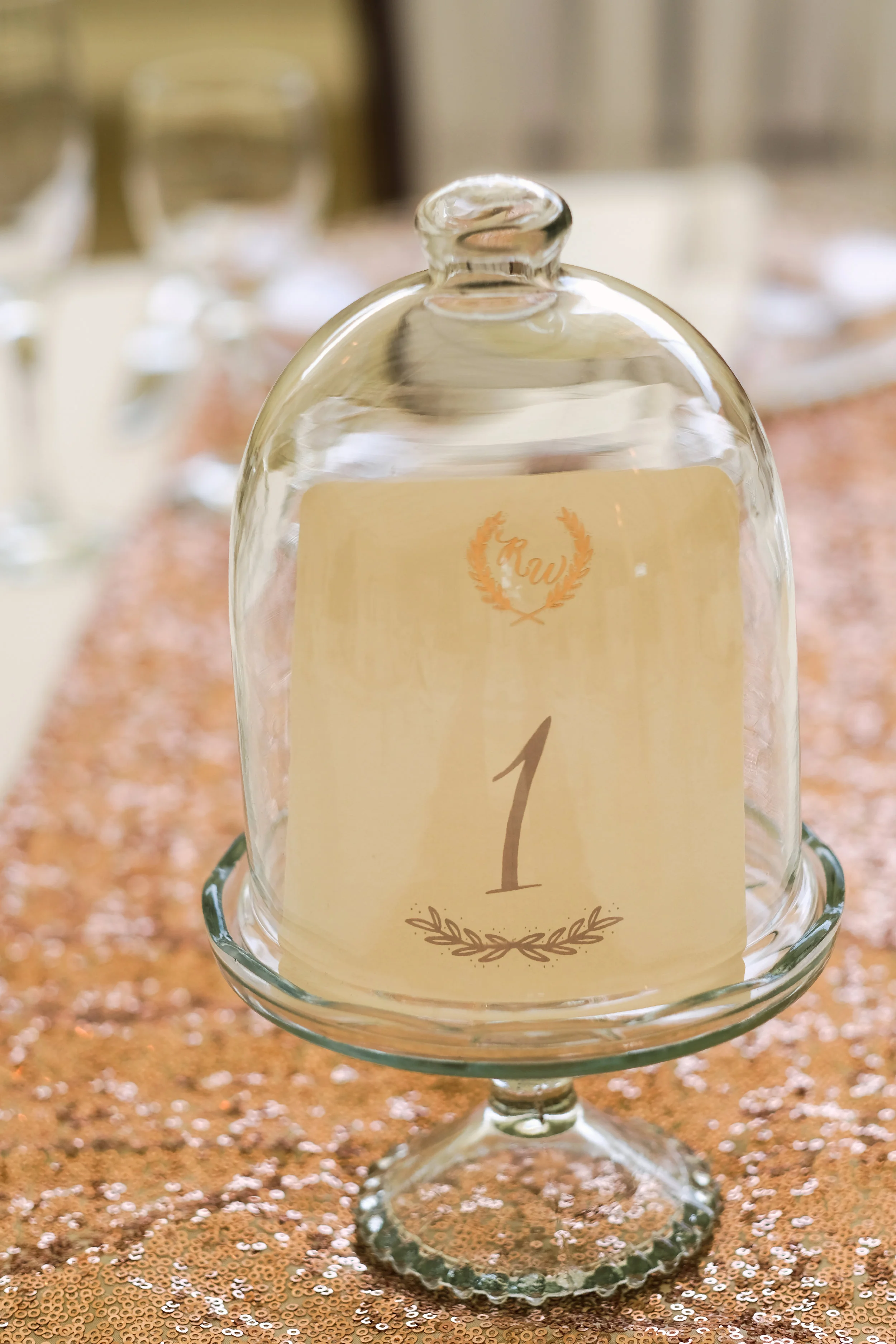 Glass dome table number
