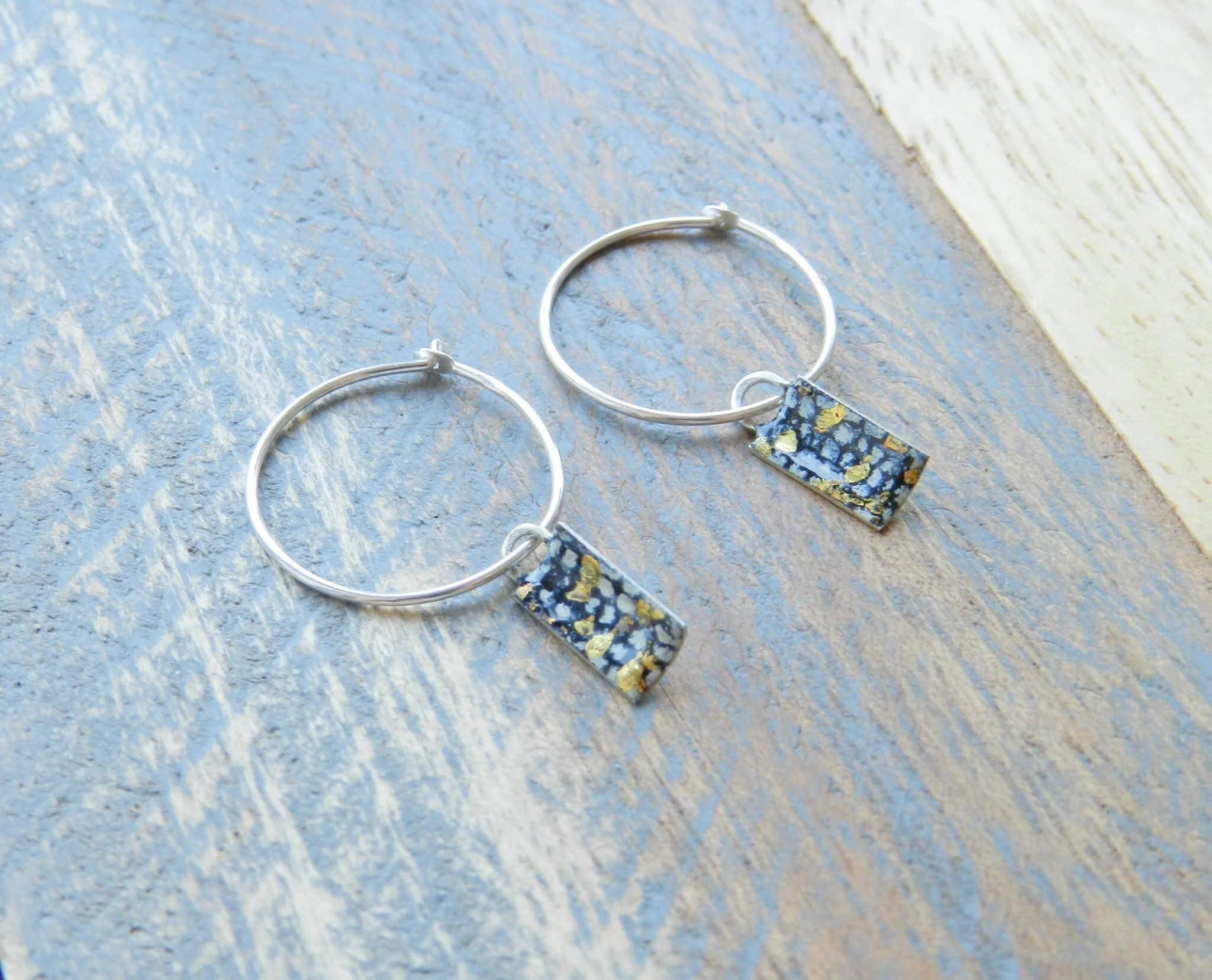Blue and Gold Mini Rectangle Hoops.jpg