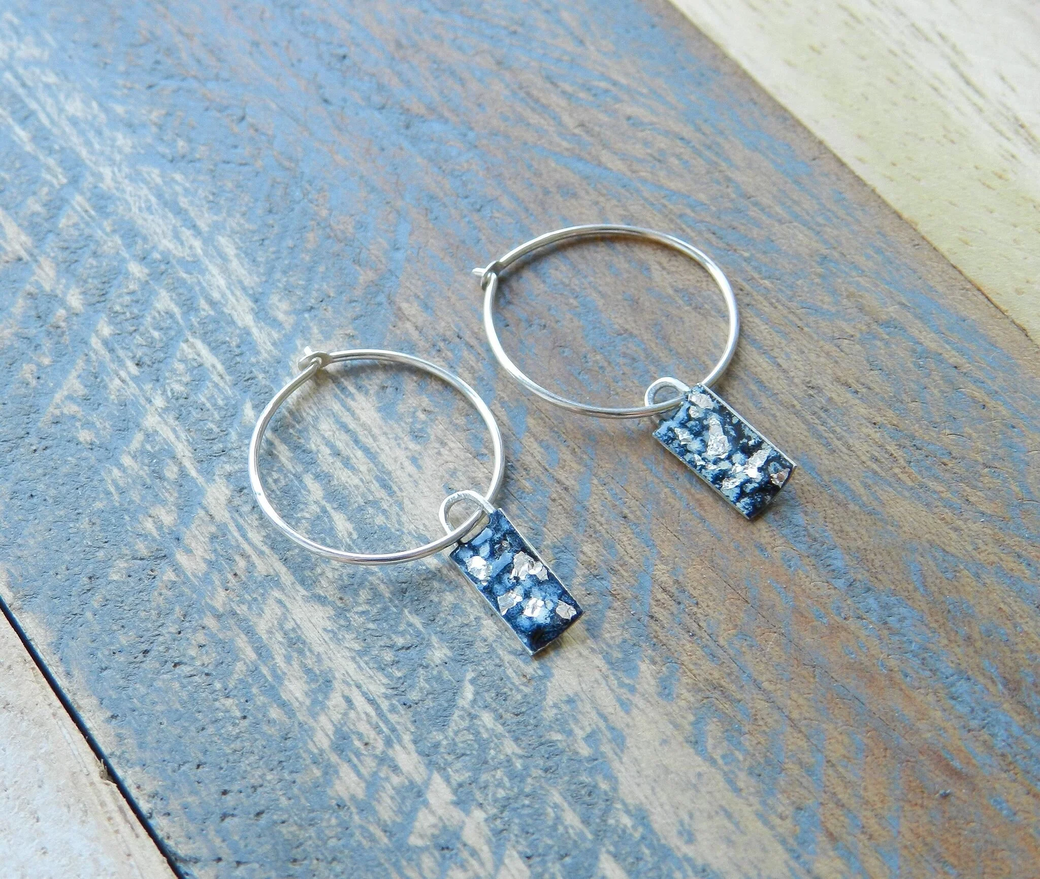 Blue and Silver Mini Rectangle Hoops.jpg