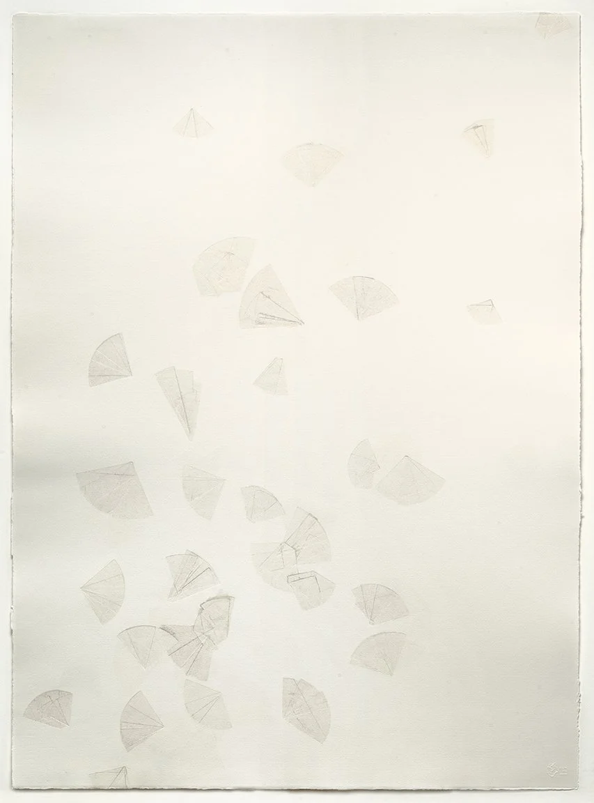   Suspended,ry.l.a 2024   monotype with mica powder on paper  22” x 30”  