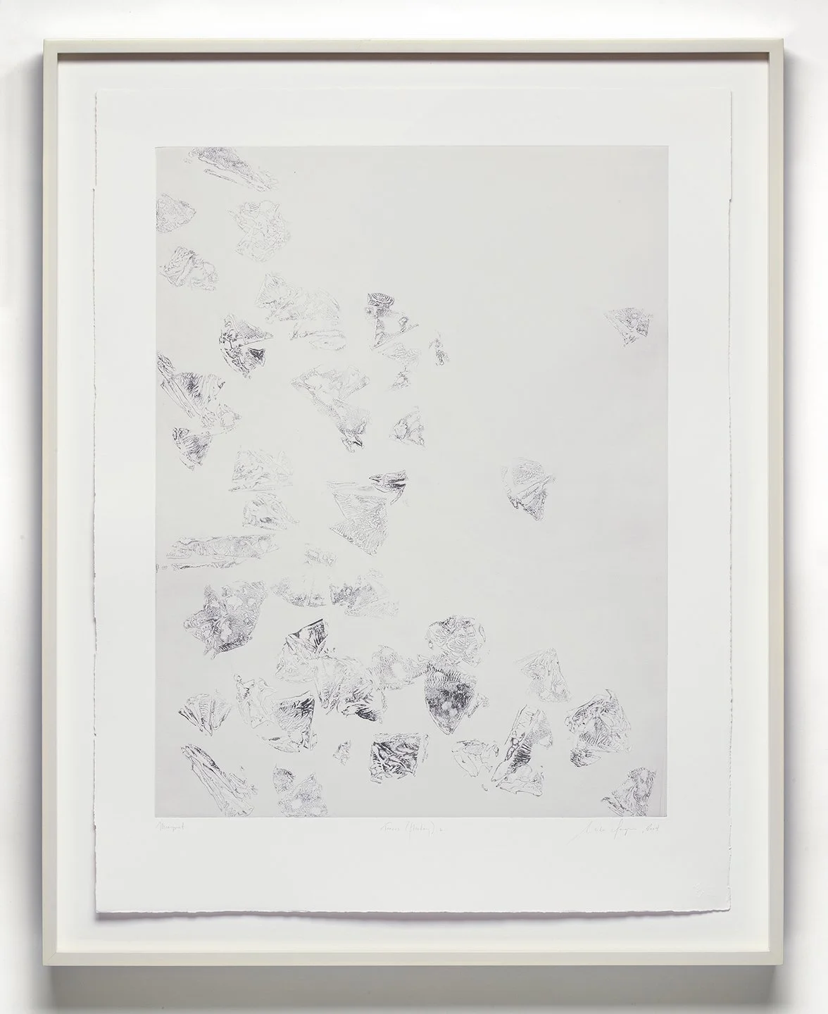 © Linda Pagani, Traces (fleeting), n.2, 2024, monoprint, ash, ink, graphite on paper 	                             photo credit Will Howcroft
