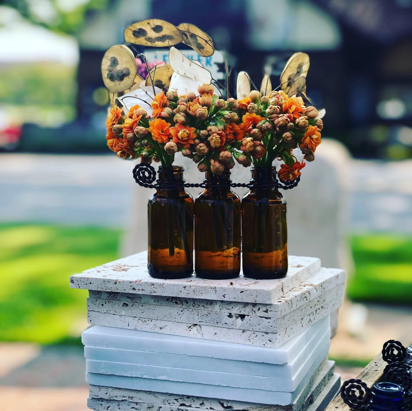 Large Amber Runner Vase