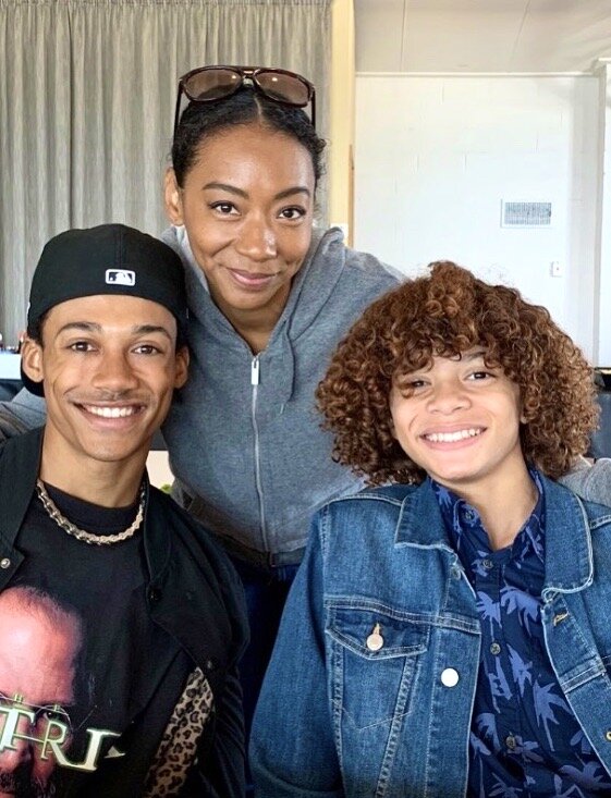 On Clickbait set with co-stars Betty Gabriel & Jaylin Fletcher