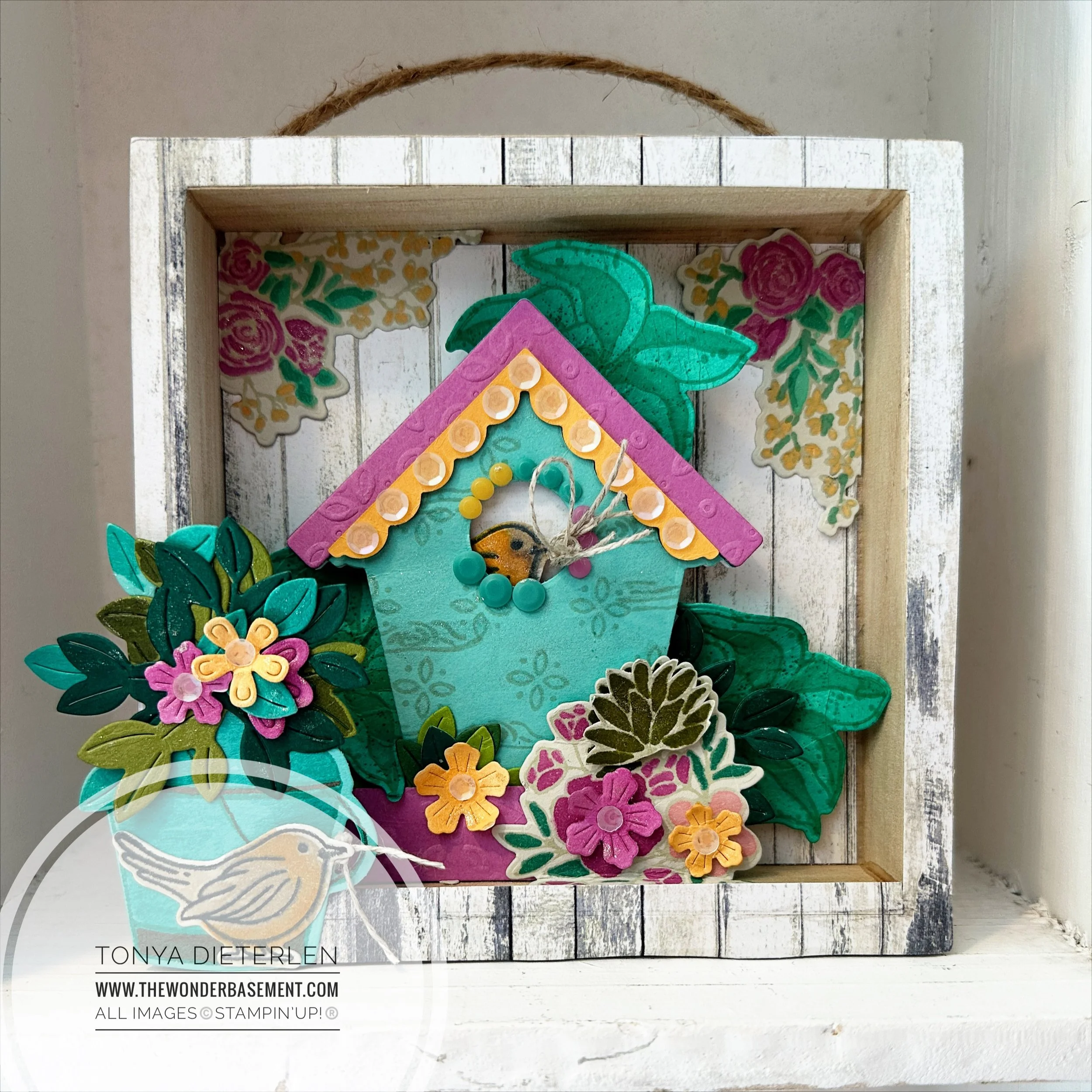 Stampin'Up! Country Birdhouse & Country Flowers Bundles; Country Woods 12x12" DSP & Country Lace 12x12" DSP