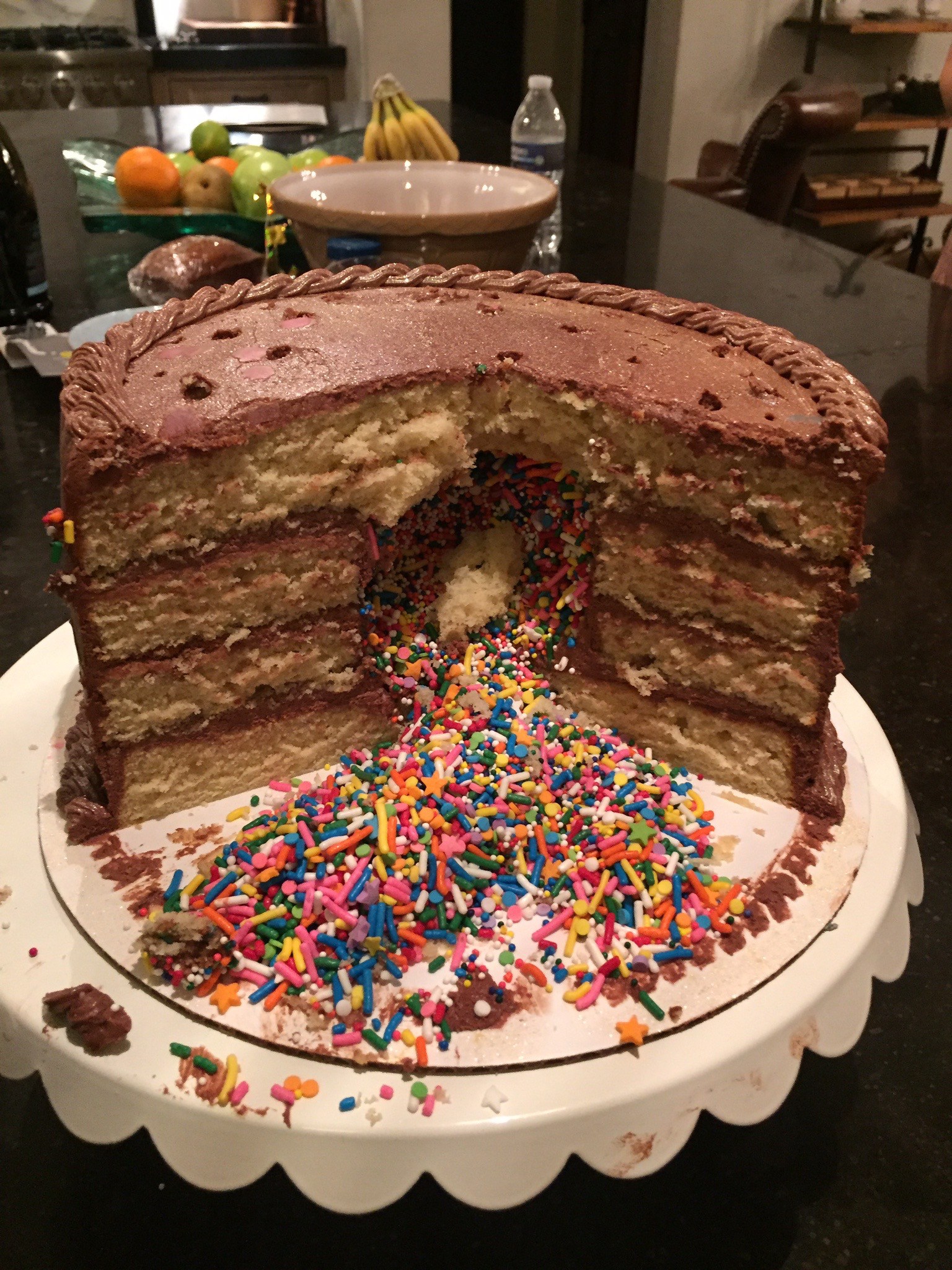 My friend Katie bakes the best cakes. She surprised me and filled this one with sprinkles. 30 can be fun!