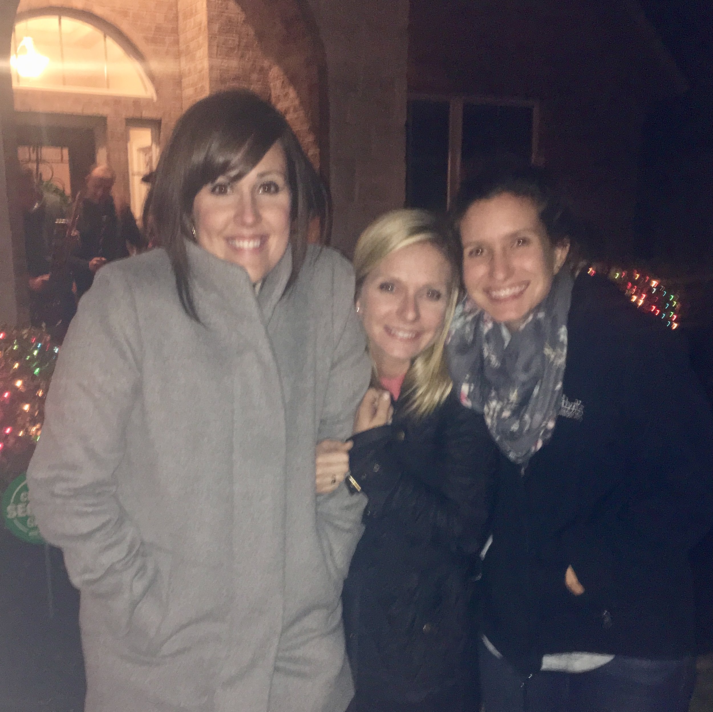 Here's a blurry pic of the roomies and me freezing cold while watching neighborhood fireworks on our perfectly-non-defiantly-different New Years' Eve!