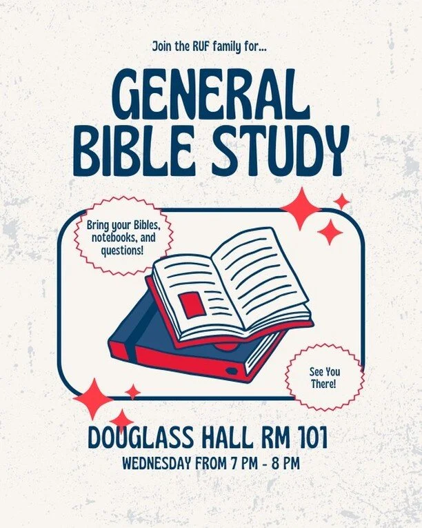 First Bible study of the semester TONIGHT!! See you @ 7 PM in Douglas 🤩