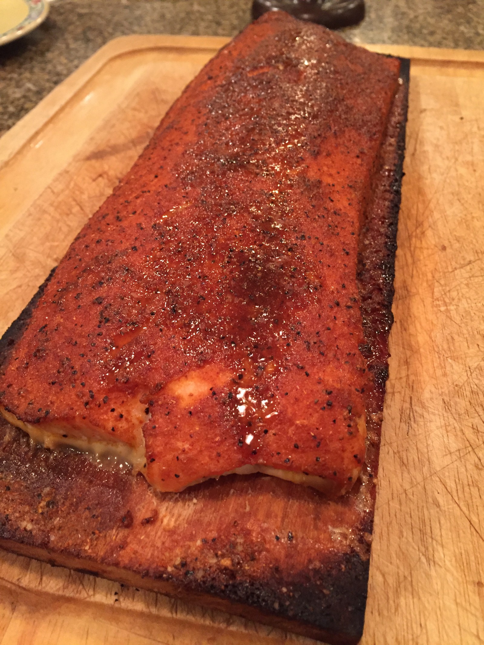 Brown sugar rub on salmon.