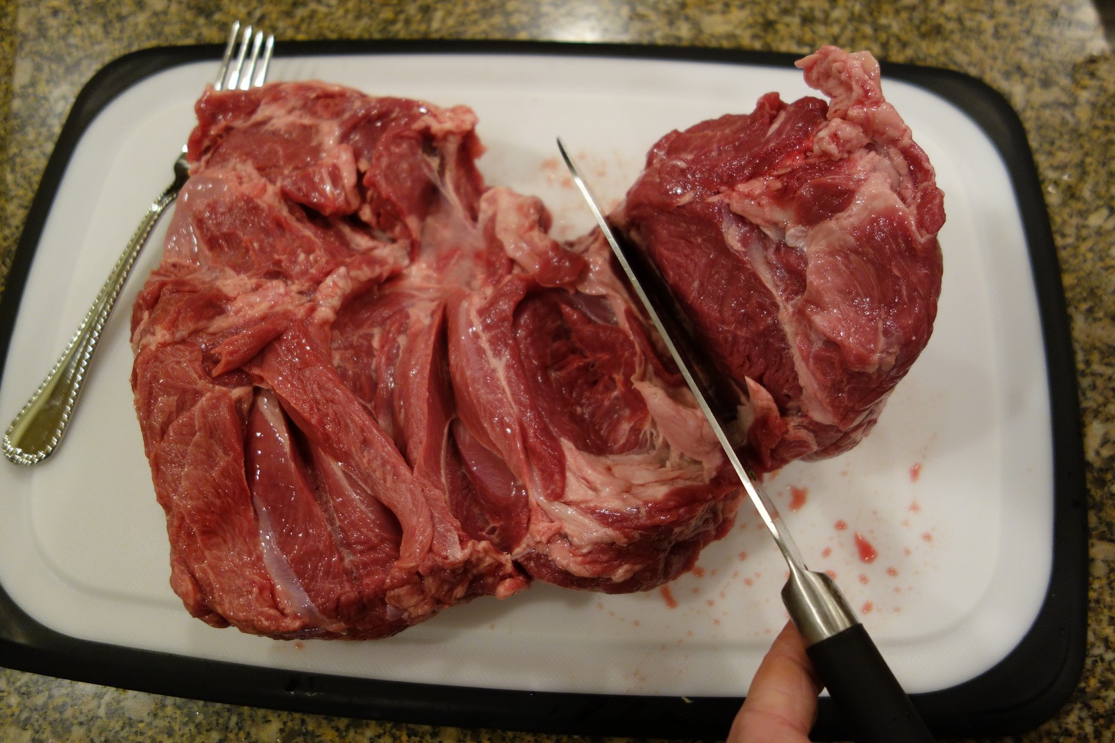 A lot of it about the same thickness when you unwrap it. I cut the thickest part off, and the result is pretty good.
