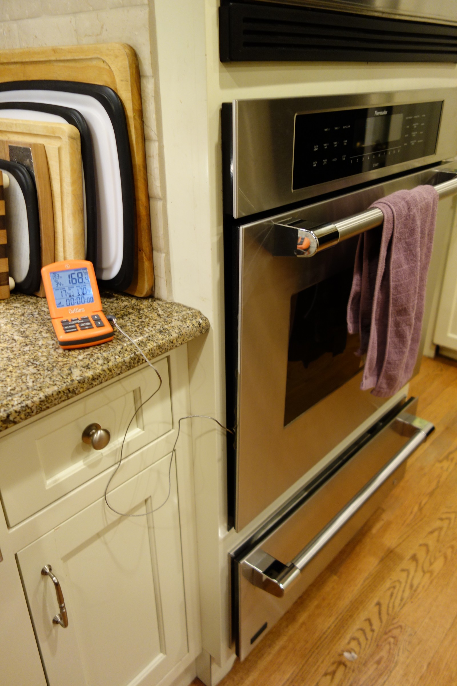 The Thermoworks ChefAlarm works very well for either oven or grill.