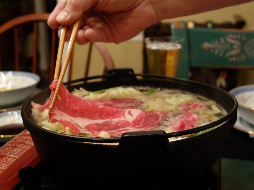 Cook your own beef, chicken, or shrimp in a hot broth filled with vegetables, then dip it into one of two delicious sauces.