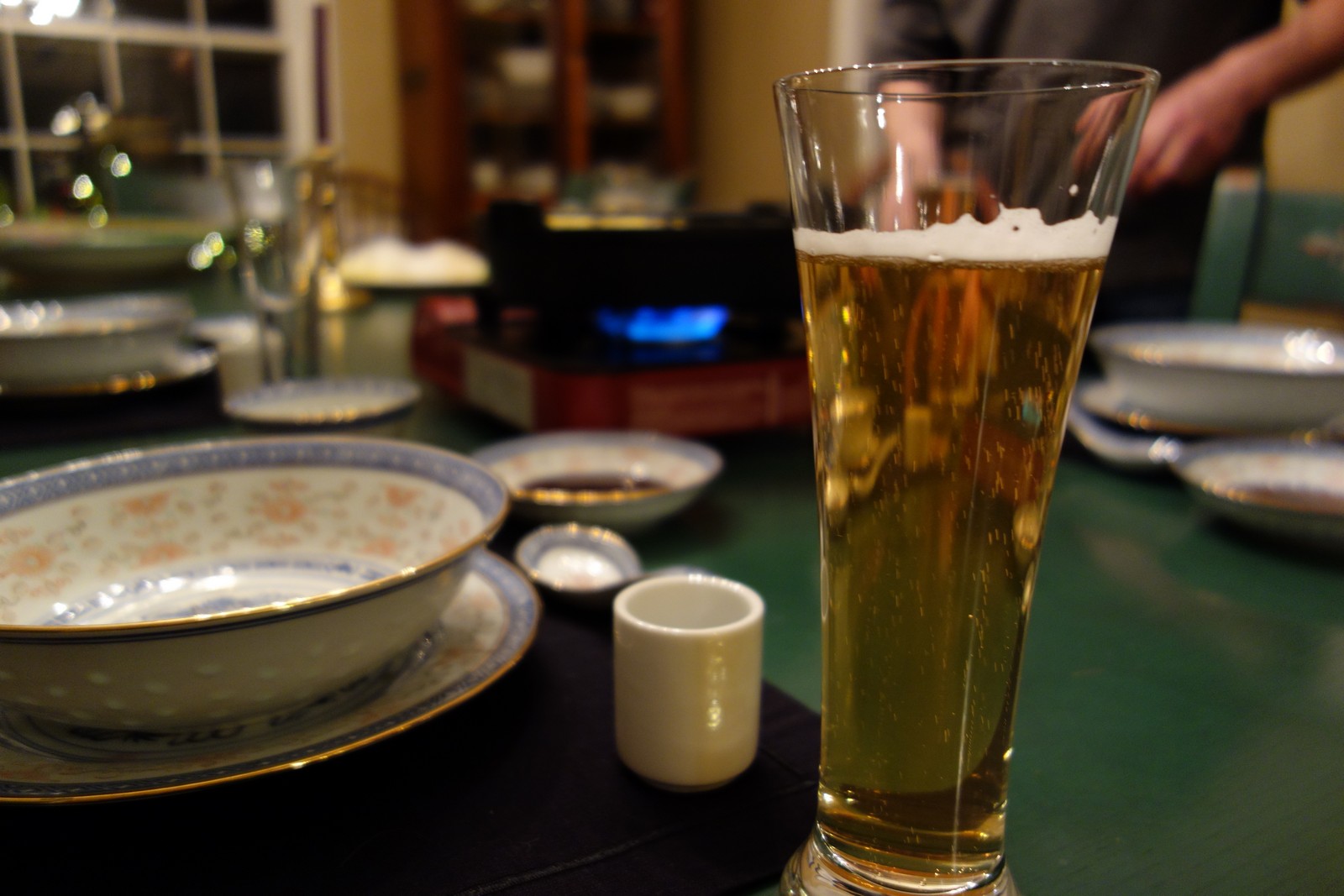 A good Japanese beer goes well with Shabu Shabu.