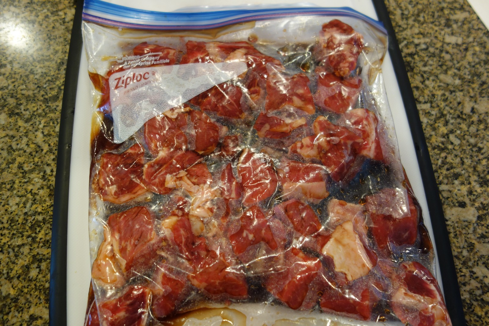 Marinate the steak. Ziplocs work great for this.