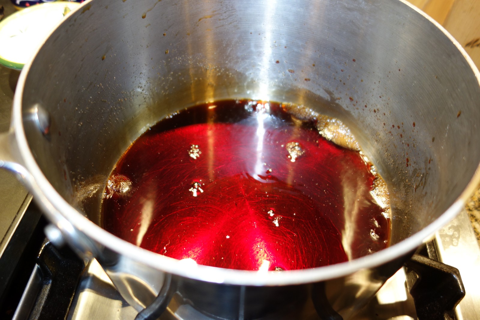 Simmer the sauce until slightly syrupy and very delicious.