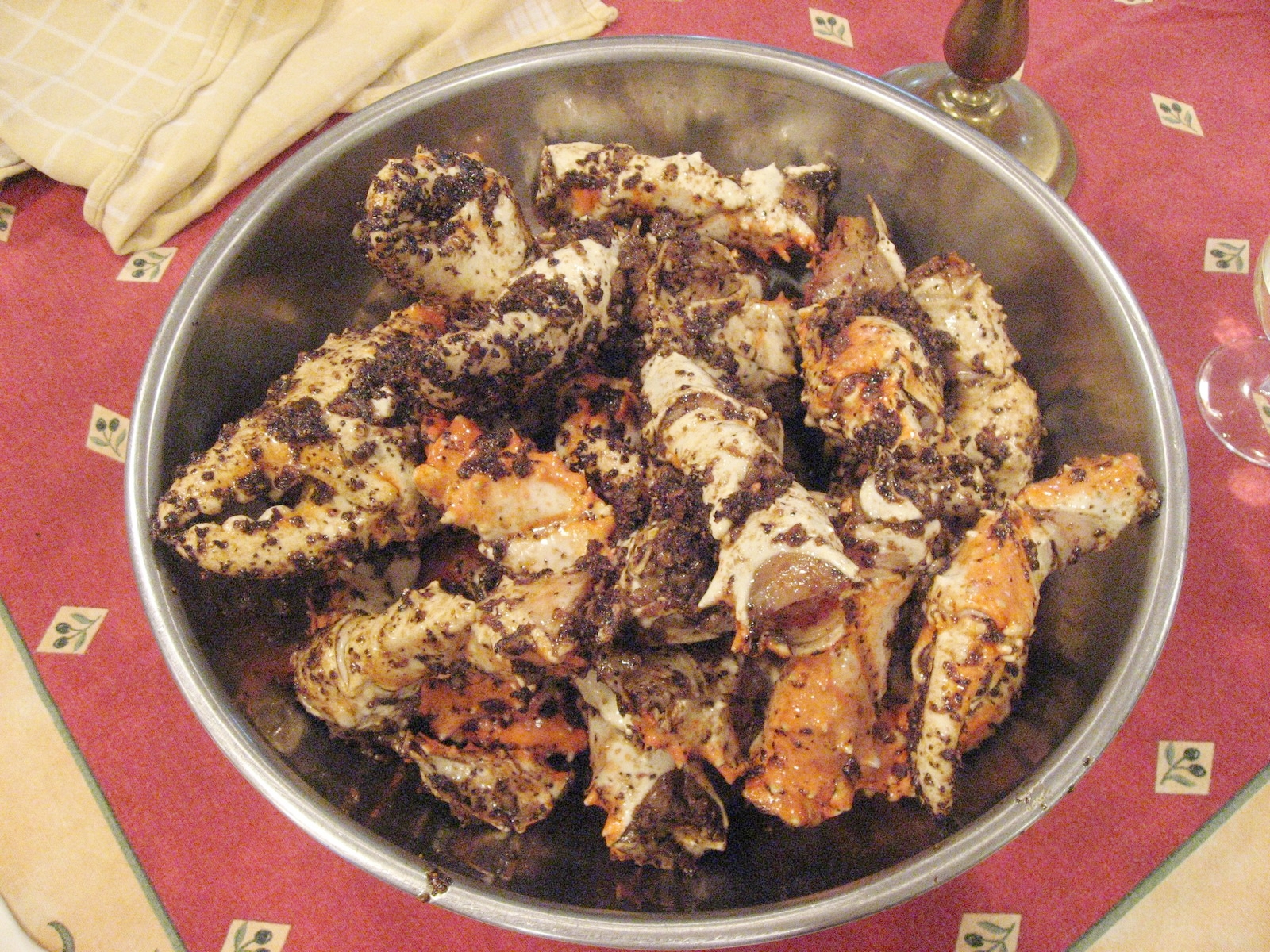 The finished product is unlike anything you've eaten before: spicy, delicious, messy! wear dark clothing!!