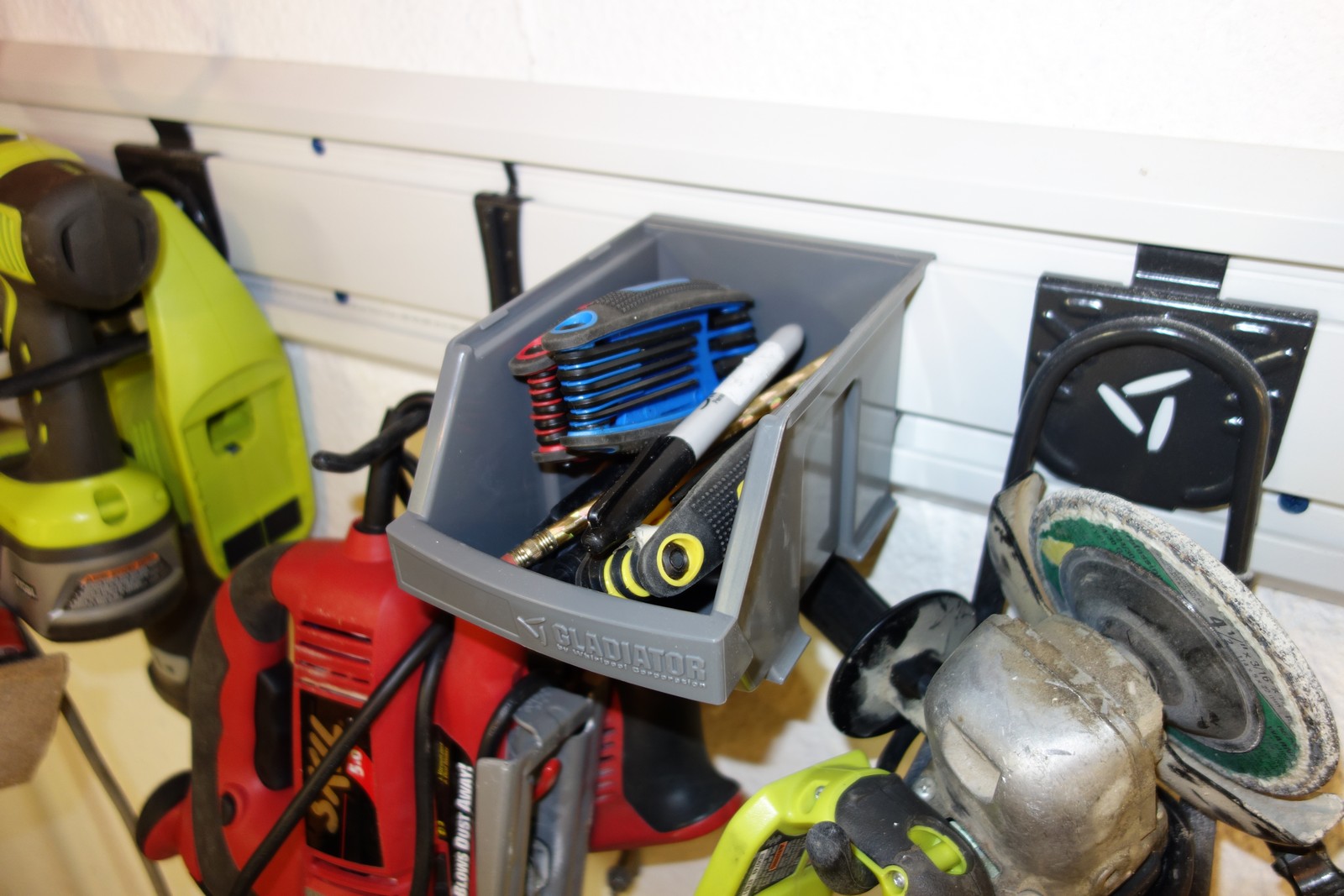 Bins are handy for holding small items.
