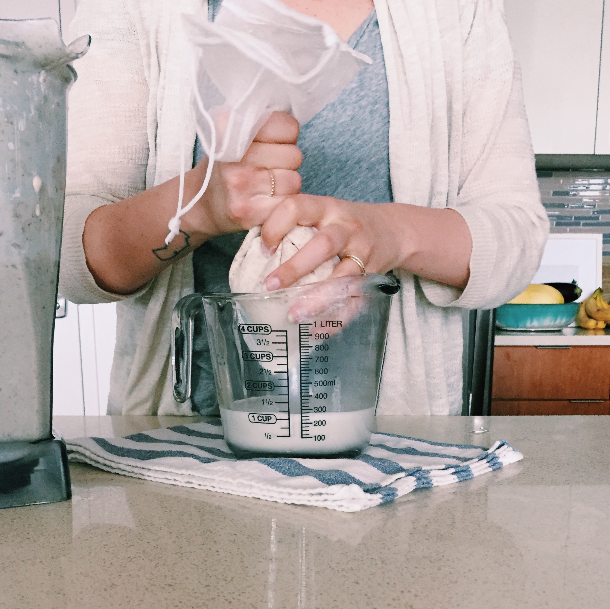 my trusty Ellie's Best Nut Milk Bag