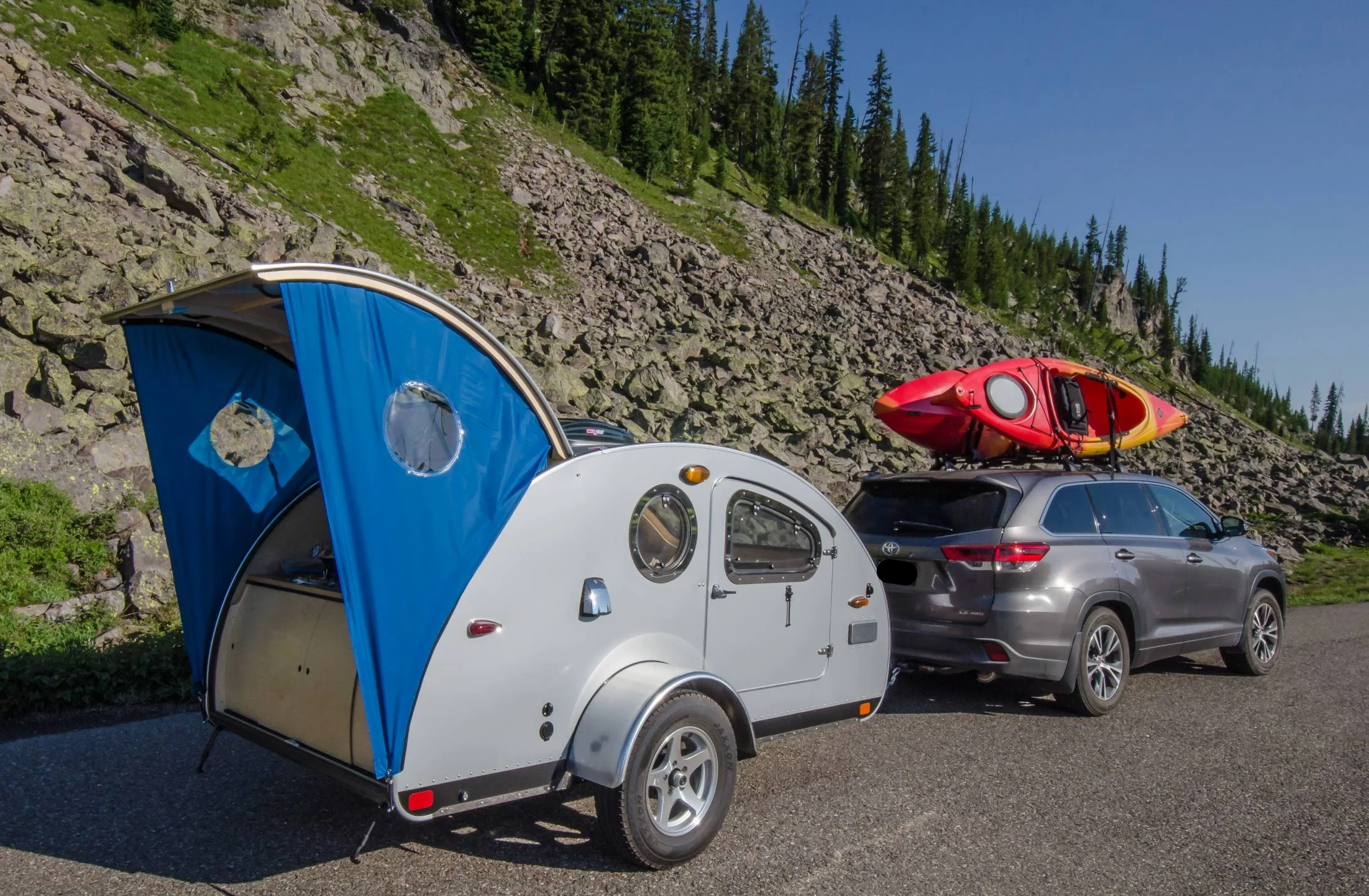 Vistabule Teardrop Trailer and kayak