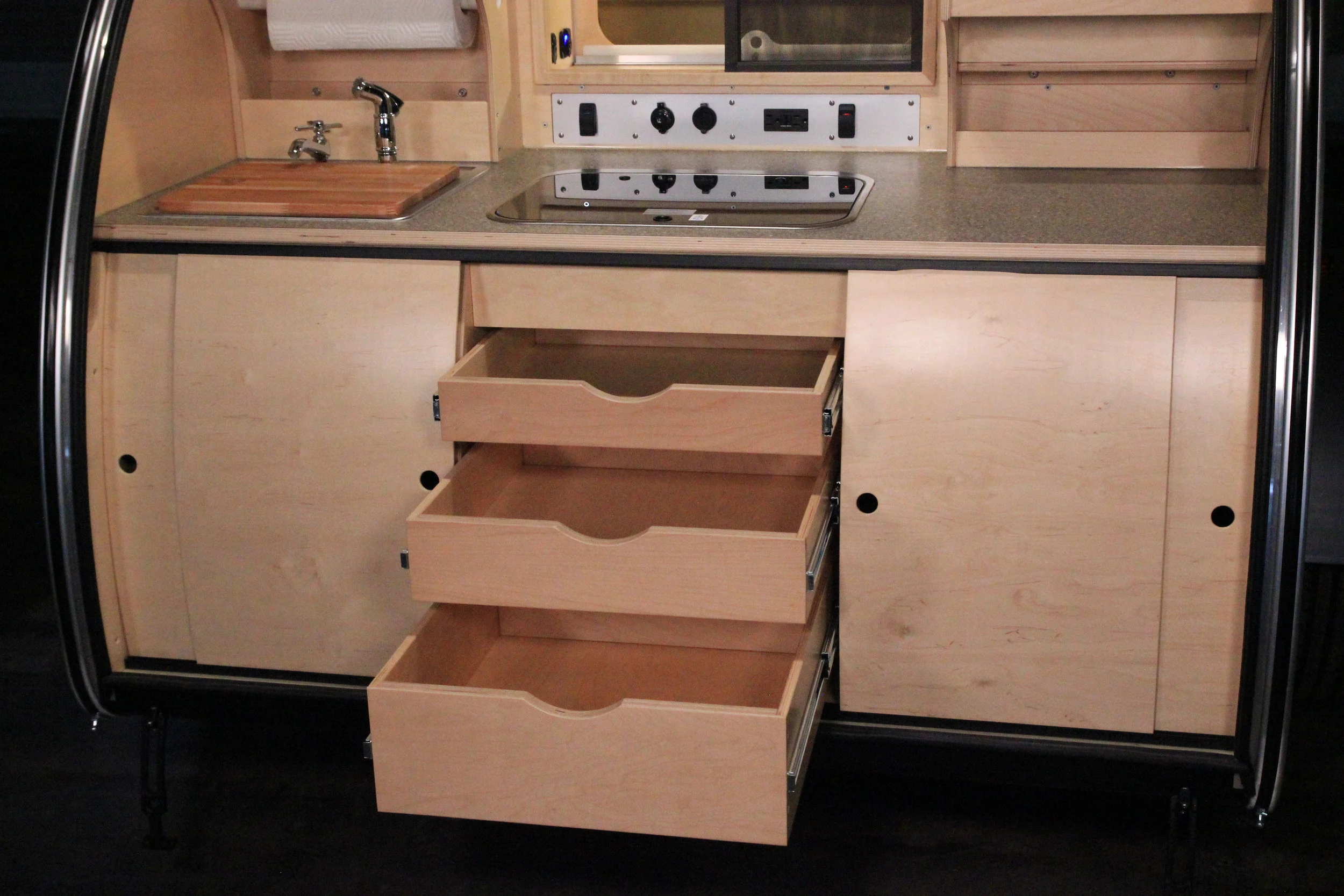 3 Drawer Cabinet Vistabule Teardrop Trailers