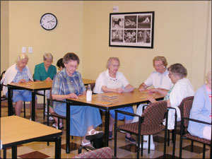 CHRISTUS St. Joseph Village residents gather weekly for some serious Bingo.