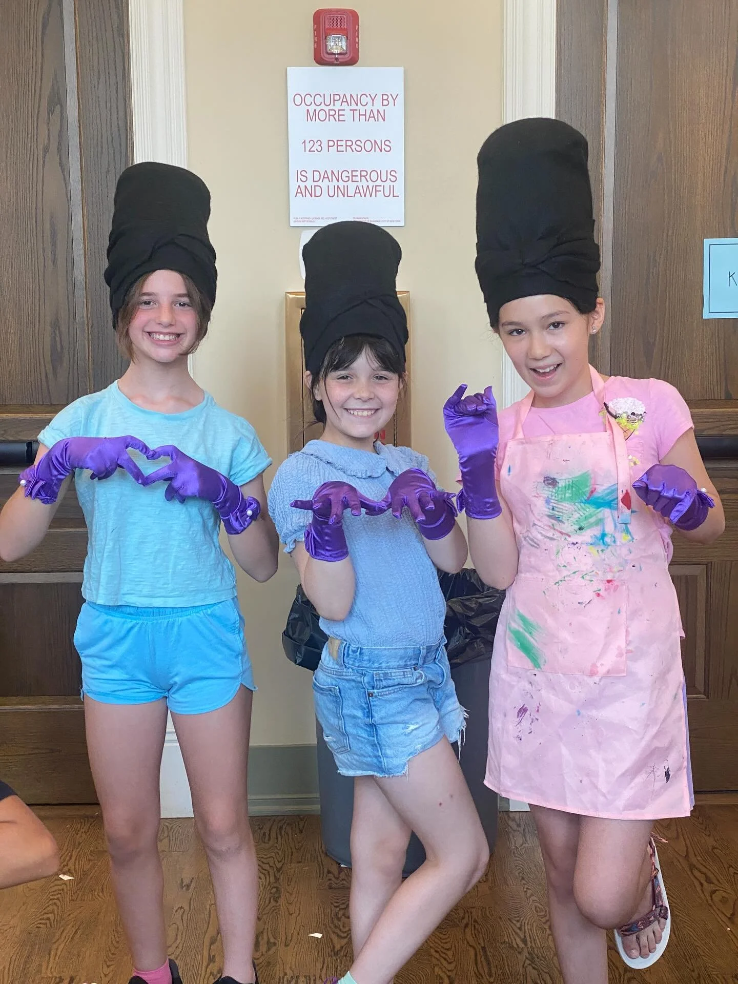 Costume fittings during art class